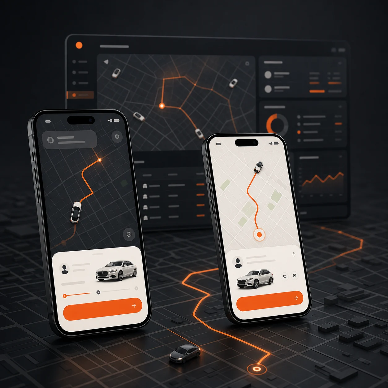 Mobile e-hailing product screens